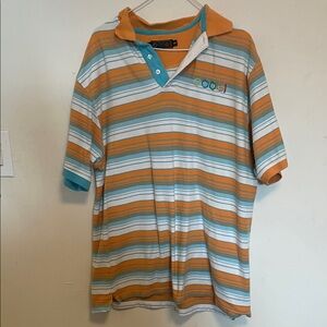 COOGI Orange and Blue Striped Polo Shirt